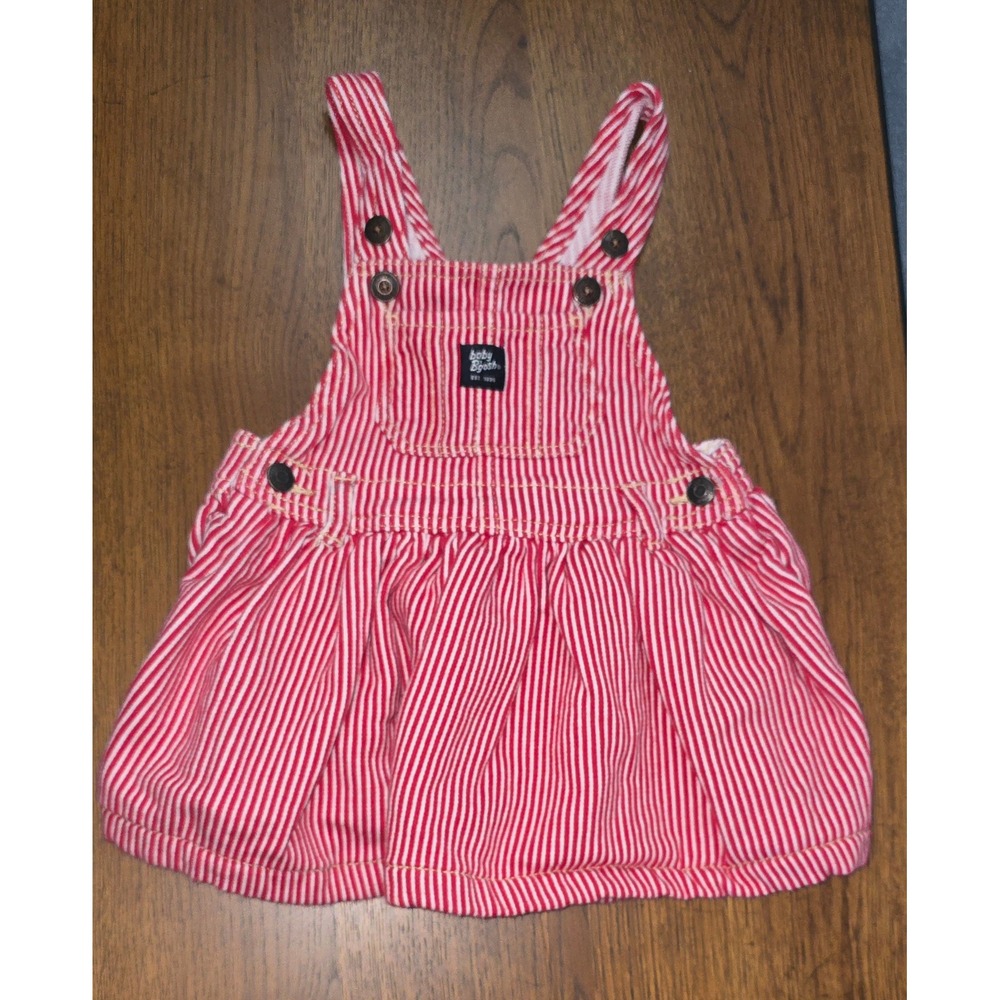 Baby OshKosh Bgosh Red White Hickory Stripe Overall Dress 18M Bib Jumper